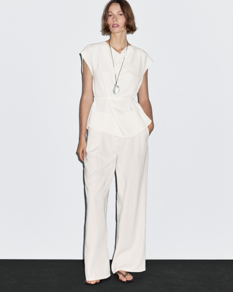 Pantalón wide leg lino Massimo Dutti